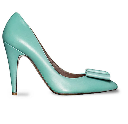Pastel court shoes: Mint bow