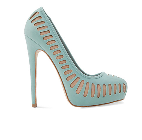 Pastel court shoes: Duck egg