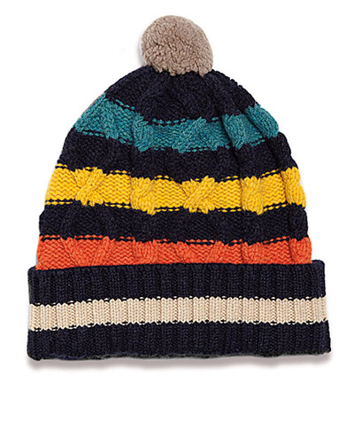 Bobble hats: Striped wool