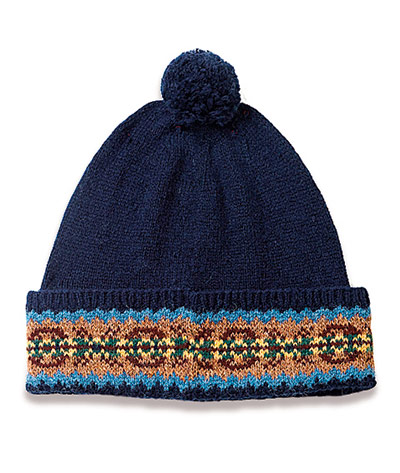 Bobble hats: Navy Fair Isle