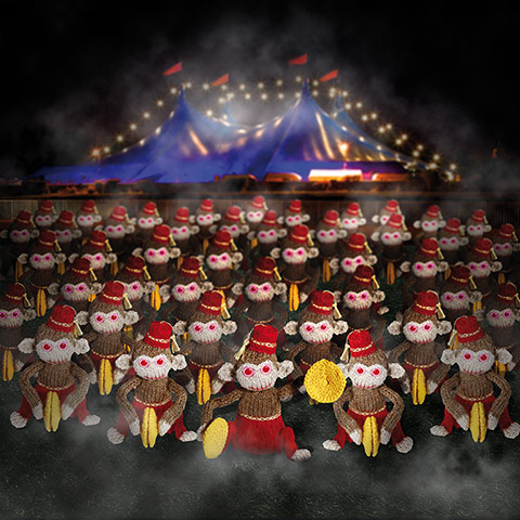 Evil knits: Monkeys with miniature cymbols