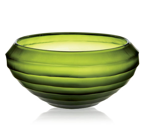 Coloured glass: Green cut vase