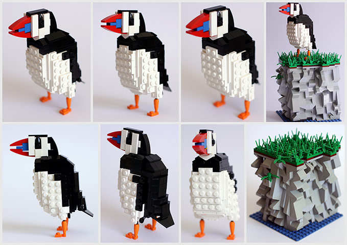 Lego birds: Puffin made form Lego by Thomas Poulsom