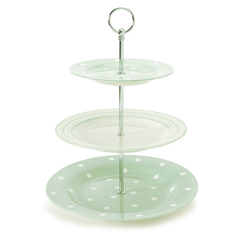 cake stands: Laura Ashley green dot cake stand
