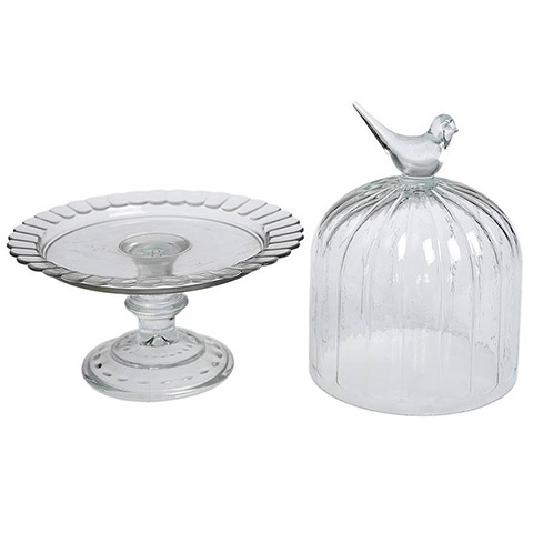 cake stands: Birdcage glass cloche and stand