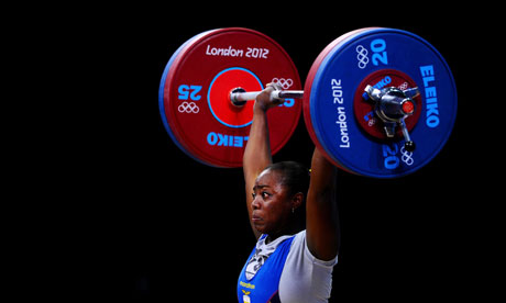 Rosa Tenorio Silva of Ecuador competes in the women's 69kg weightlifting at the 2012 Olympic Games