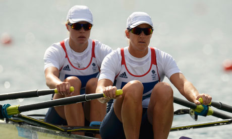 Team GB's Anna Watkins and Katherine Grainger compete in the Olympics 2012 women's double sculls.