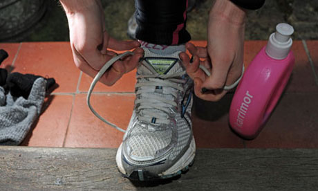Tying up laces before a run