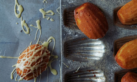 Orange madeleines with honey-butter glaze