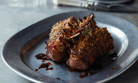 Rack of lamb with  lavender and honey