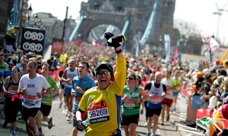 Sunshine and smiles at the London Marathon yesterday