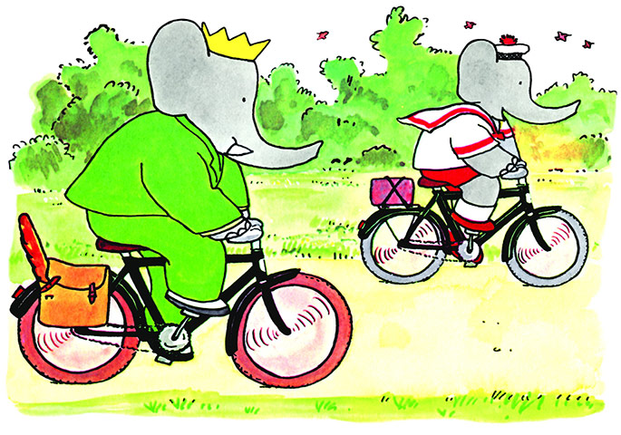 Babar the Elephant: Babar the elephant on a bike