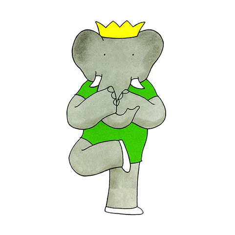 Babar the Elephant: Babar practicing yoga