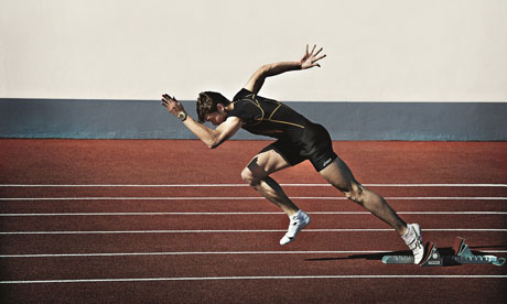 Sprinter Christophe Lemaitre in action