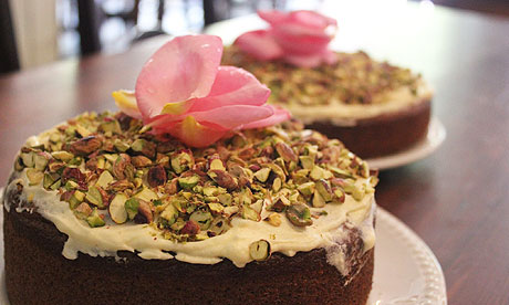 Rose and pistachio cake at 78 Cafe Bar in Glasgow