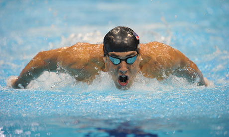 Michael Phelps of the US doing the butterfly at the 2012 Olympic Games ...