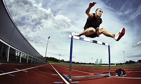Dai Greene in action at Bath University 