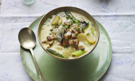 Kerridge NEW POTATO, GARDEN VEG, BACON AND OYSTER SOUP