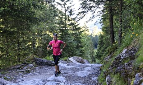 Holly Rush running in the hills above Chamonix