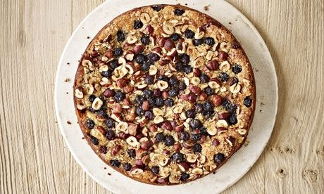 Baked blueberry, hazelnut and ricotta cake