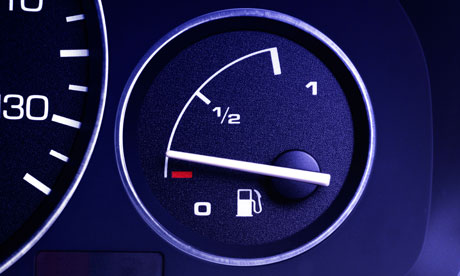 dashboard showing empty tank