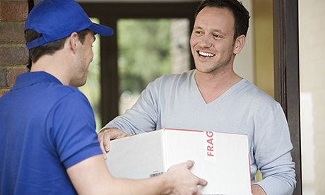 Man having a parcel delivered