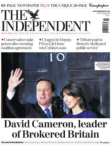 Cameron front pages: 10 - Independent