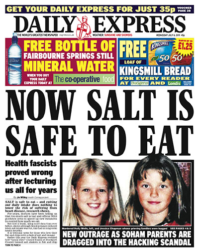 Phone hacking front pages: Daily Express