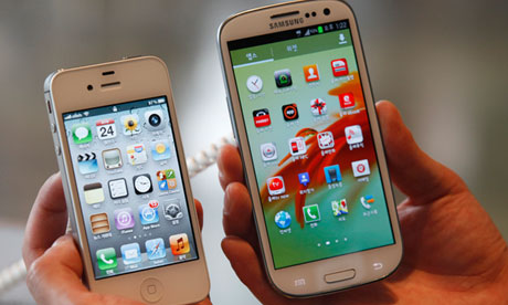 The iPhone (left) and the Samsung Galaxy S III