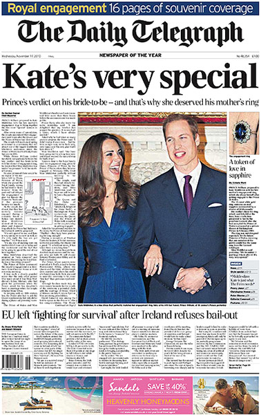 Royal front pages: Daily Telegraph