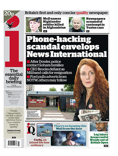 Phone hacking front pages: The i