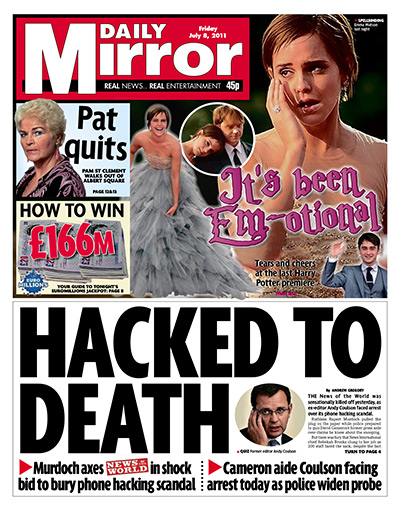 NOTW closure front pages: Daily Mirror