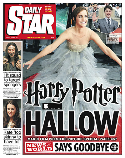 NOTW closure front pages: Daily Star
