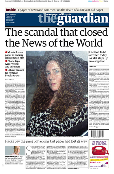 NOTW closure front pages: The Guardian