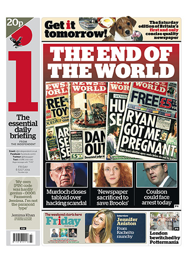NOTW closure front pages: The i