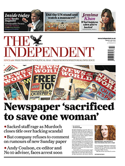 NOTW closure front pages: The Independent