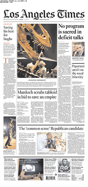 NOTW closure front pages: LA Times