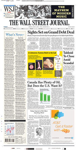 NOTW closure front pages: The Wall Street Journal