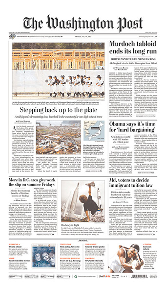 NOTW closure front pages: Washington Post