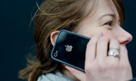 Woman using Apple iPhone