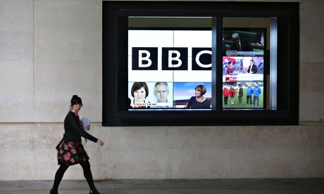 BBC television screen outside Broadcasting House