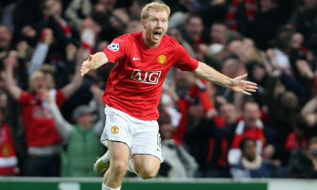 Scholes scores against Barcelona