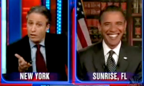 Still from Barack Obama on The Daily Show with Jon Stewart