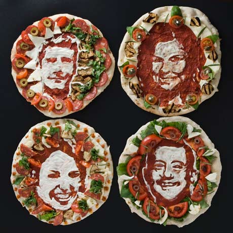 Pizzas with the faces of the X Factor judges on