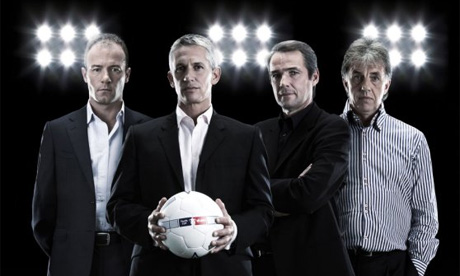 The BBCs Match of the Day team, from left, Alan Shearer, Gary Lineker ...
