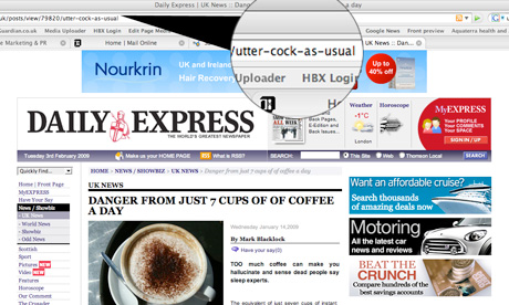 Express story with 'utter cock as usual' in URL