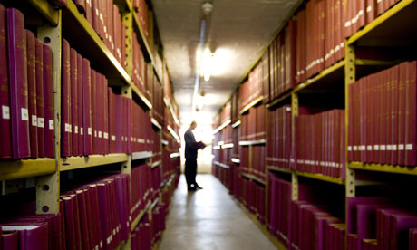 Bound volumes of newspapers at the British Library