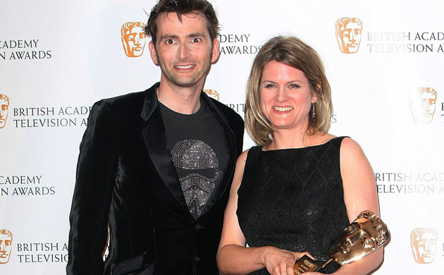 Bafta TV awards 2009: David Tennant with Jane Tranter after presenting her with the special award