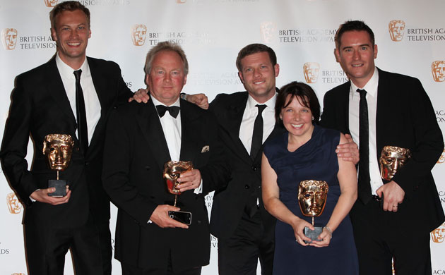 Bafta TV awards 2009: Dermot O'Leary with The X Factor team