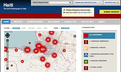 Haiti map on Ushahidi.com